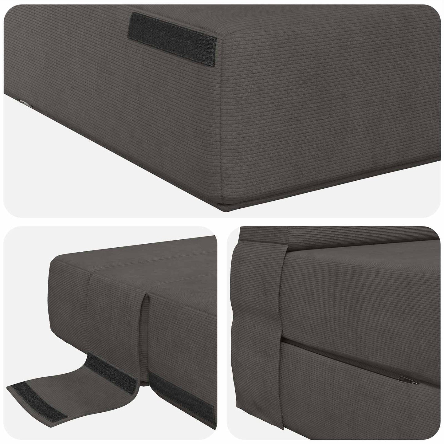 Klappsofa Bett Dunkelgrau 190 x 100 x 15 cm Cordstoff