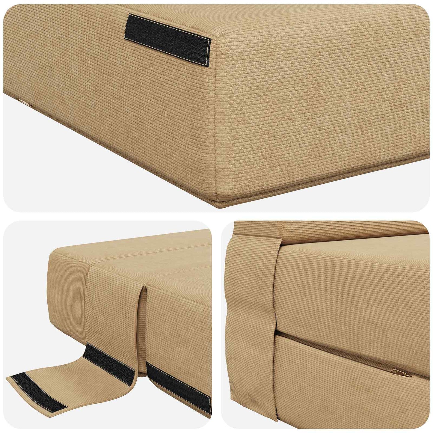 Klappsofa Bett Hellgrün-Grau 190 x 100 x 15 cm Cordstoff