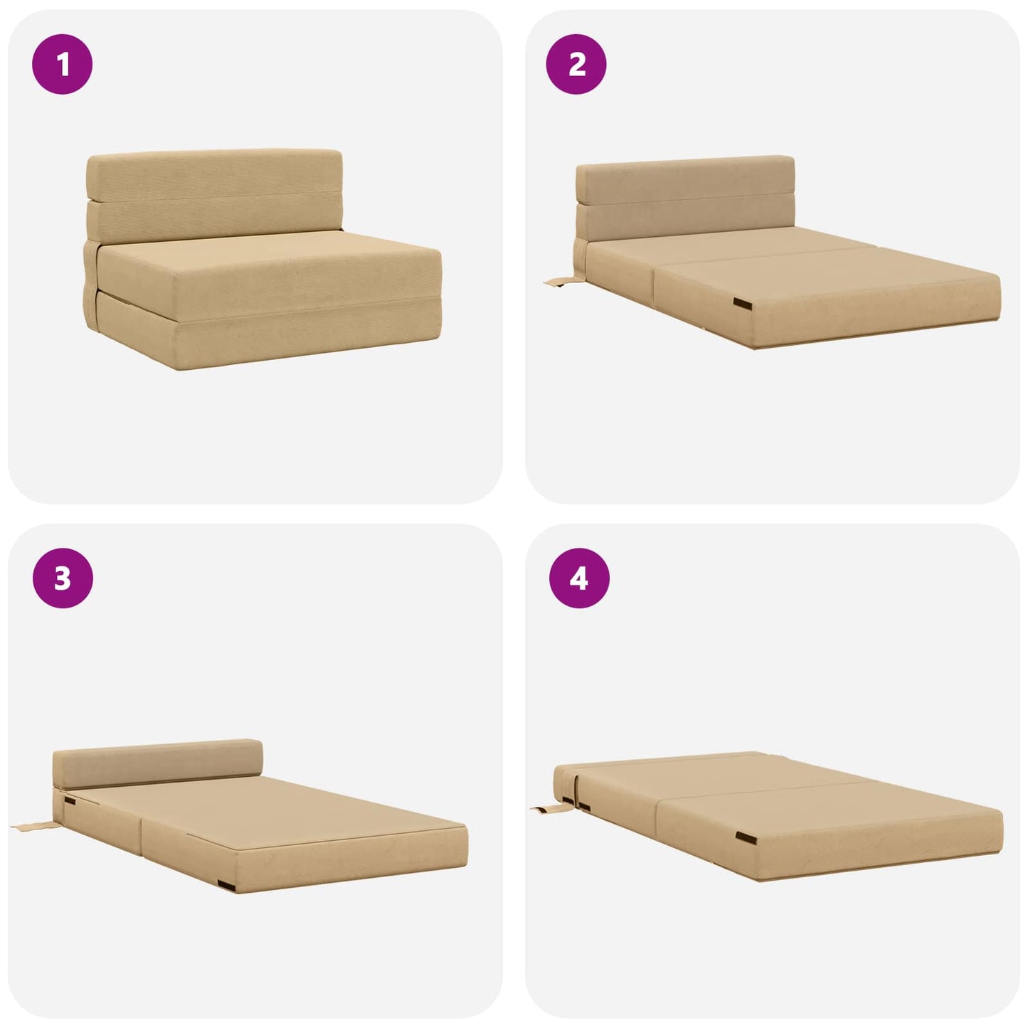 Klappsofa Bett Hellgrün-Grau 190 x 100 x 15 cm Cordstoff