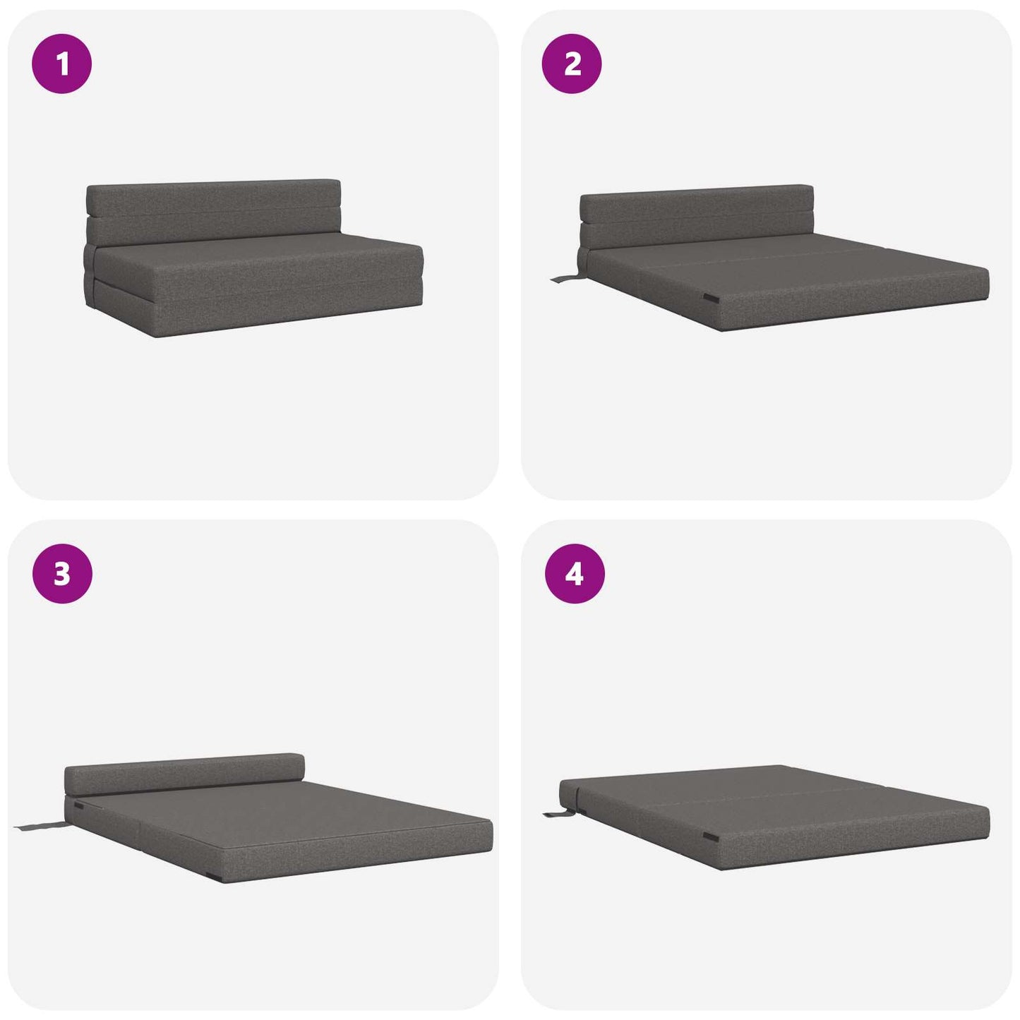 Klappsofa Bett Hellgrau 203 x 152 x 15 cm Stoff