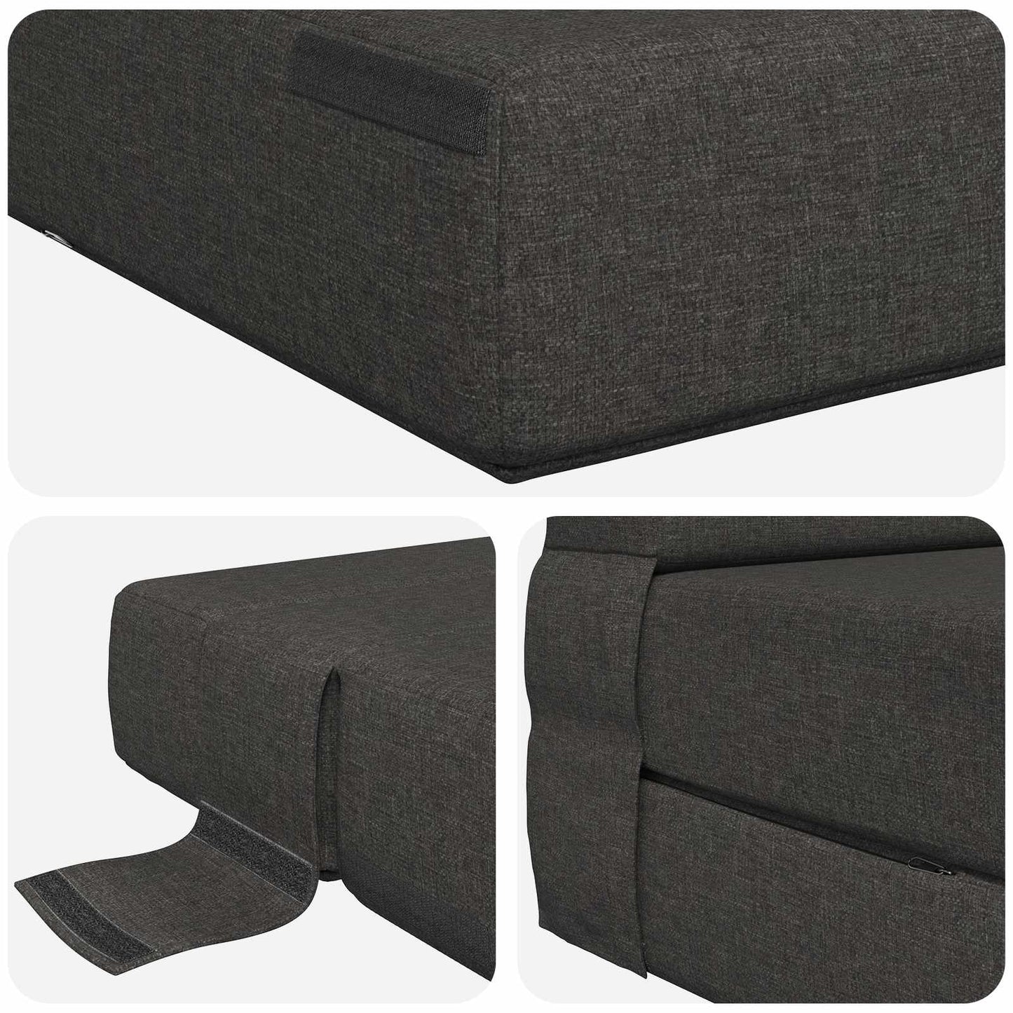Klappsofa Bett Dunkelgrau 203 x 152 x 15 cm Stoff