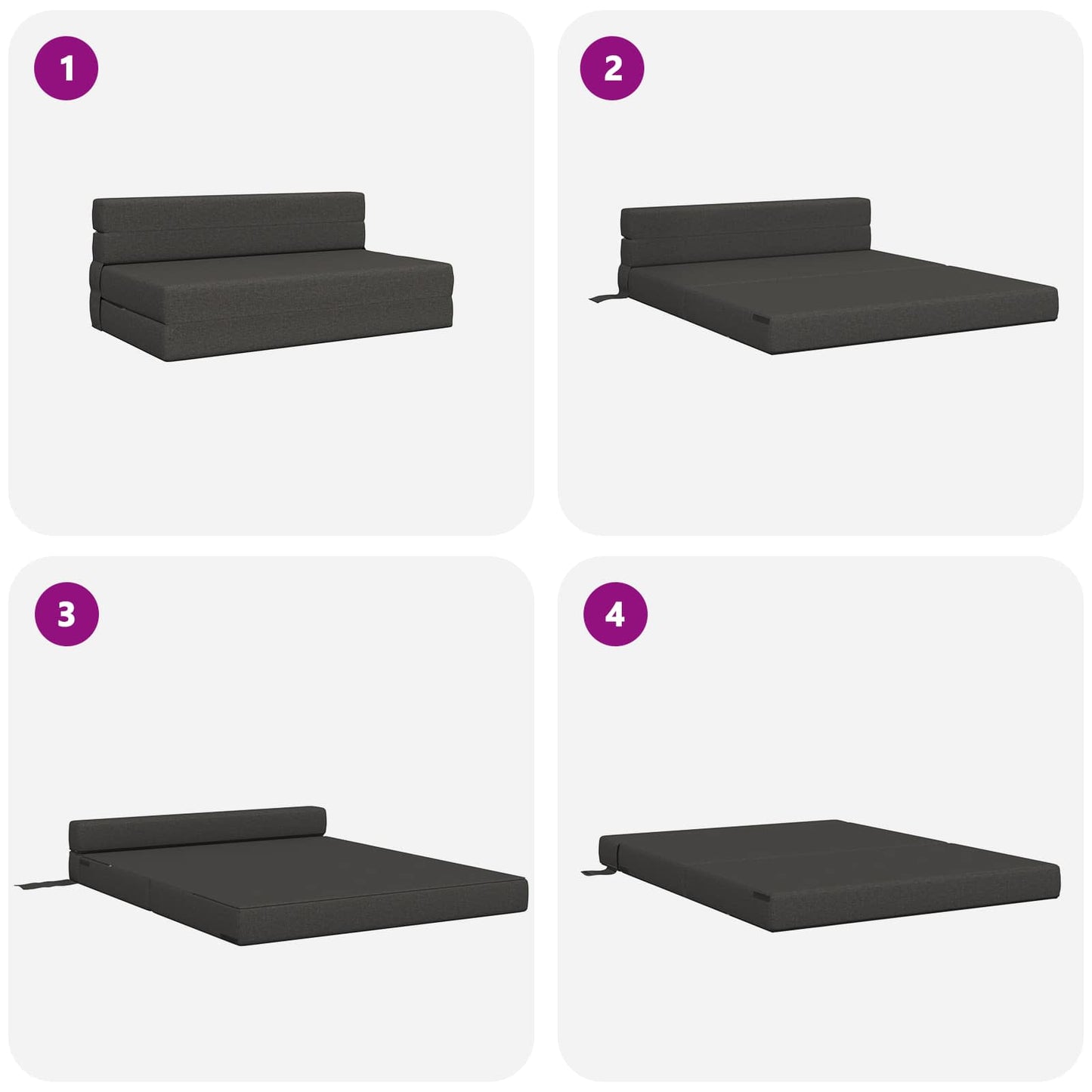 Klappsofa Bett Dunkelgrau 203 x 152 x 15 cm Stoff
