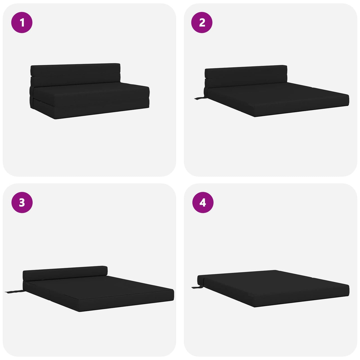 Klappsofa Bett Schwarz 203 x 152 x 15 cm Stoff