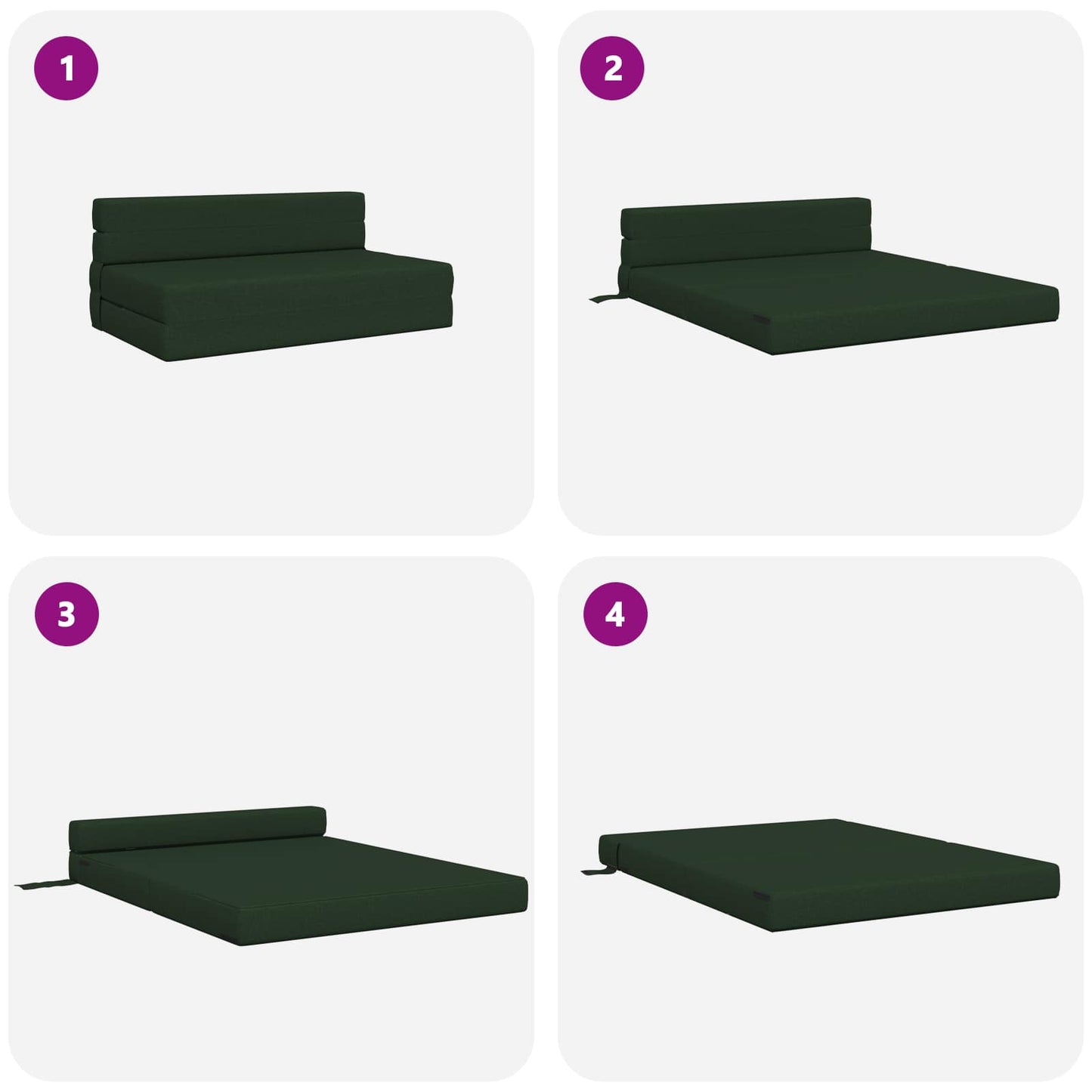 Klappsofa Bett Dunkelgrün 203 x 152 x 15 cm Stoff