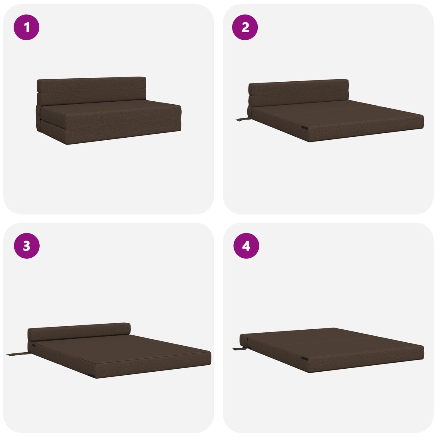 Klappsofa Bett Taupe 203 x 152 x 15 cm Stoff
