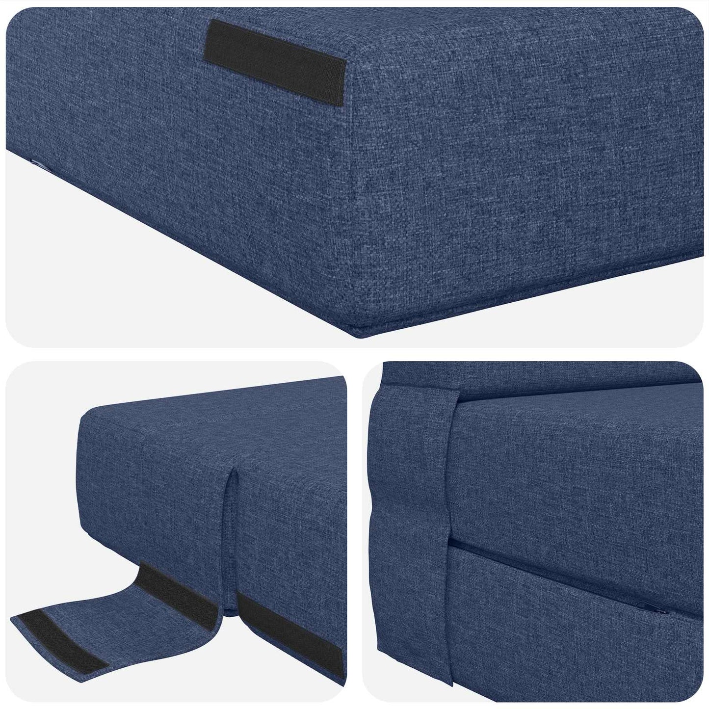 Klappsofa Bett Blau 203 x 152 x 15 cm Stoff