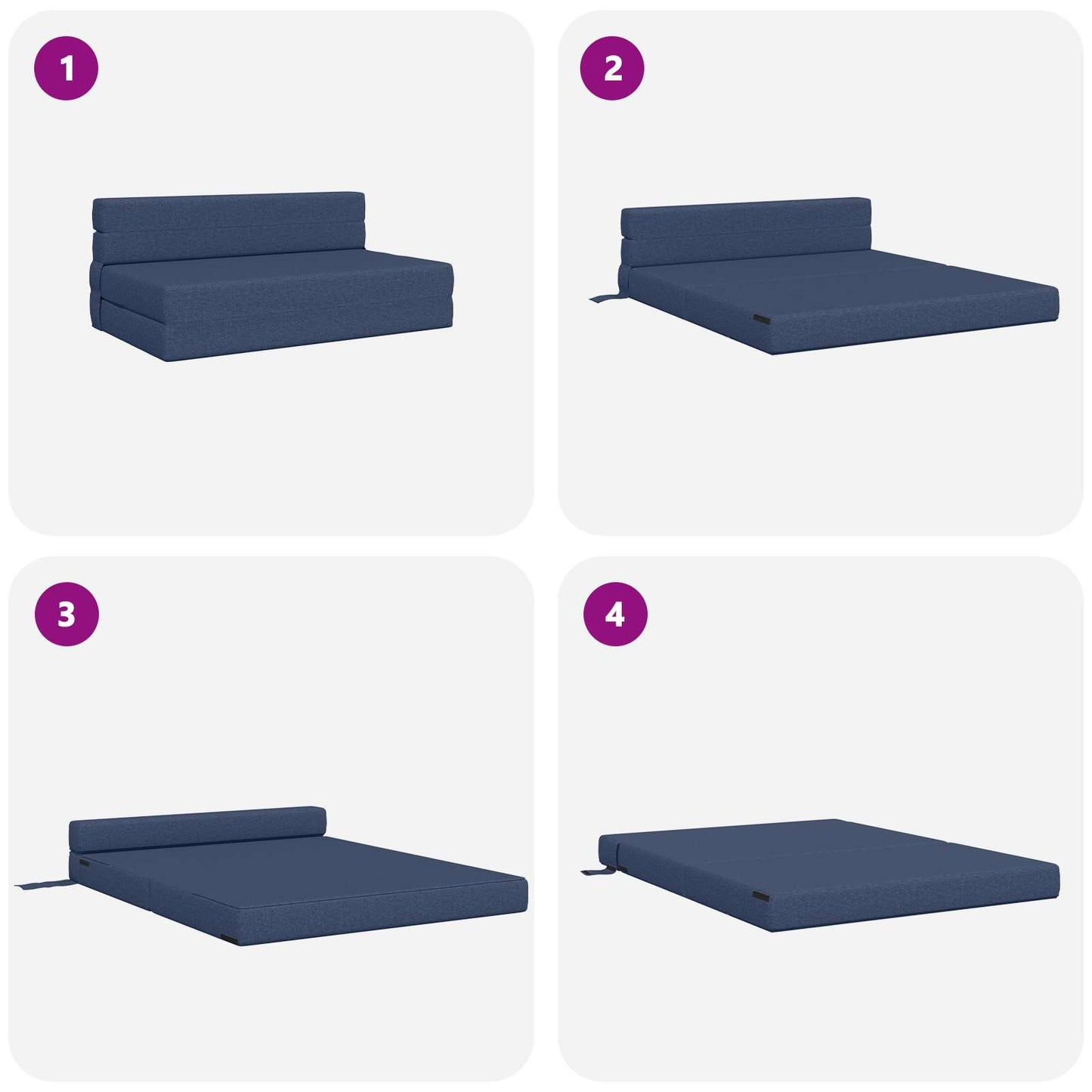 Klappsofa Bett Blau 203 x 152 x 15 cm Stoff
