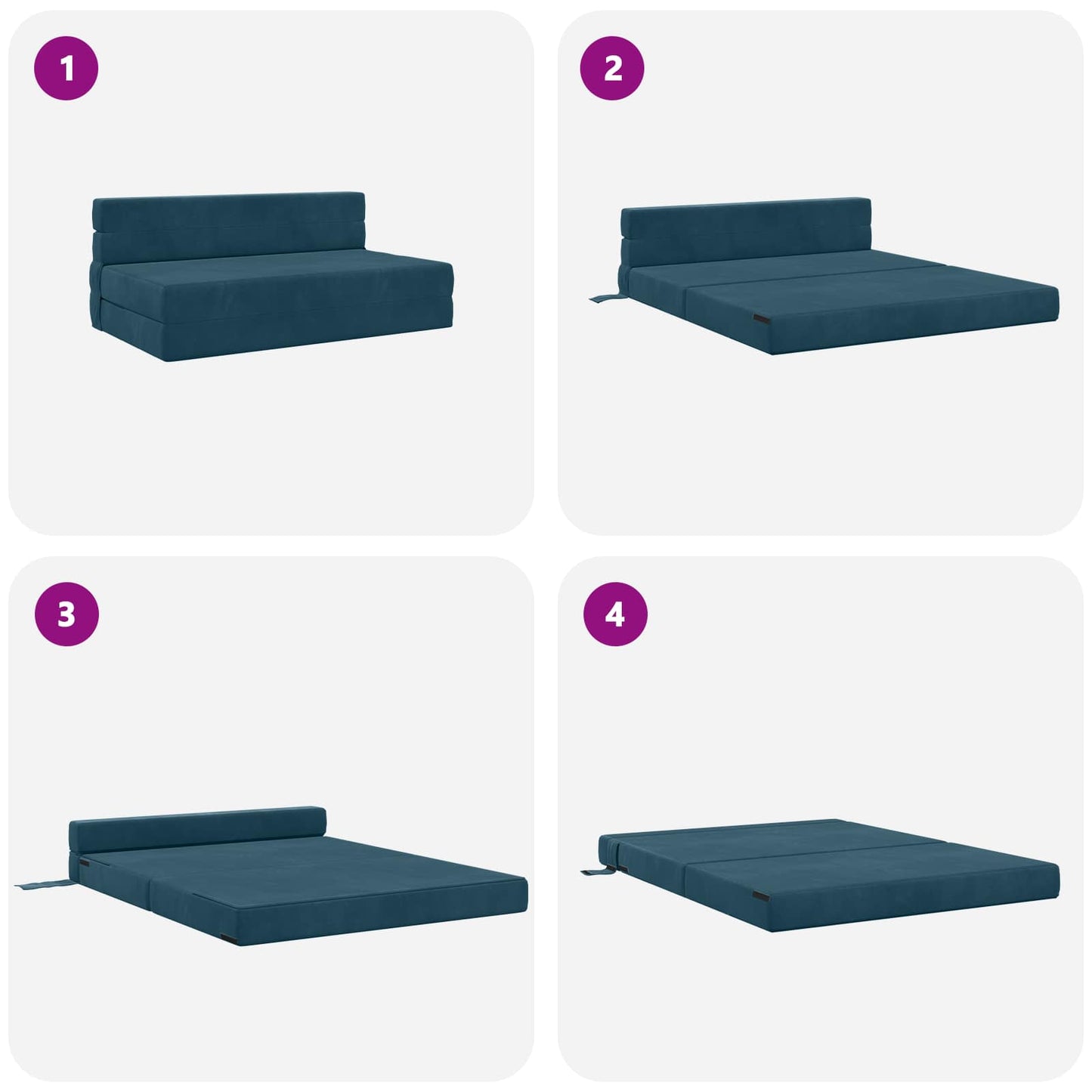 Klappsofa Bett Blau 203 x 152 x 15 cm Samt