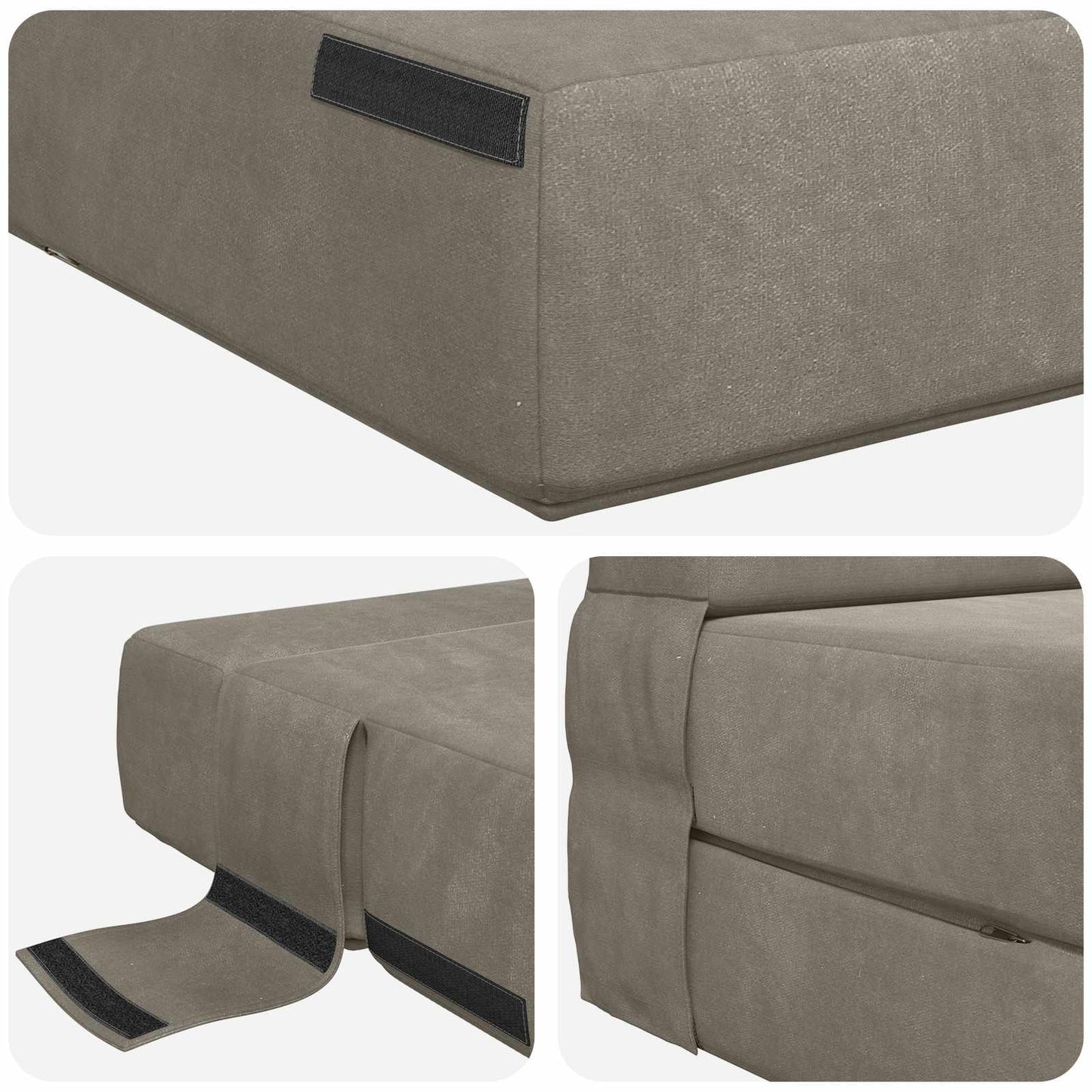 Klappsofa Bett Hellgrau 203 x 152 x 15 cm Samt