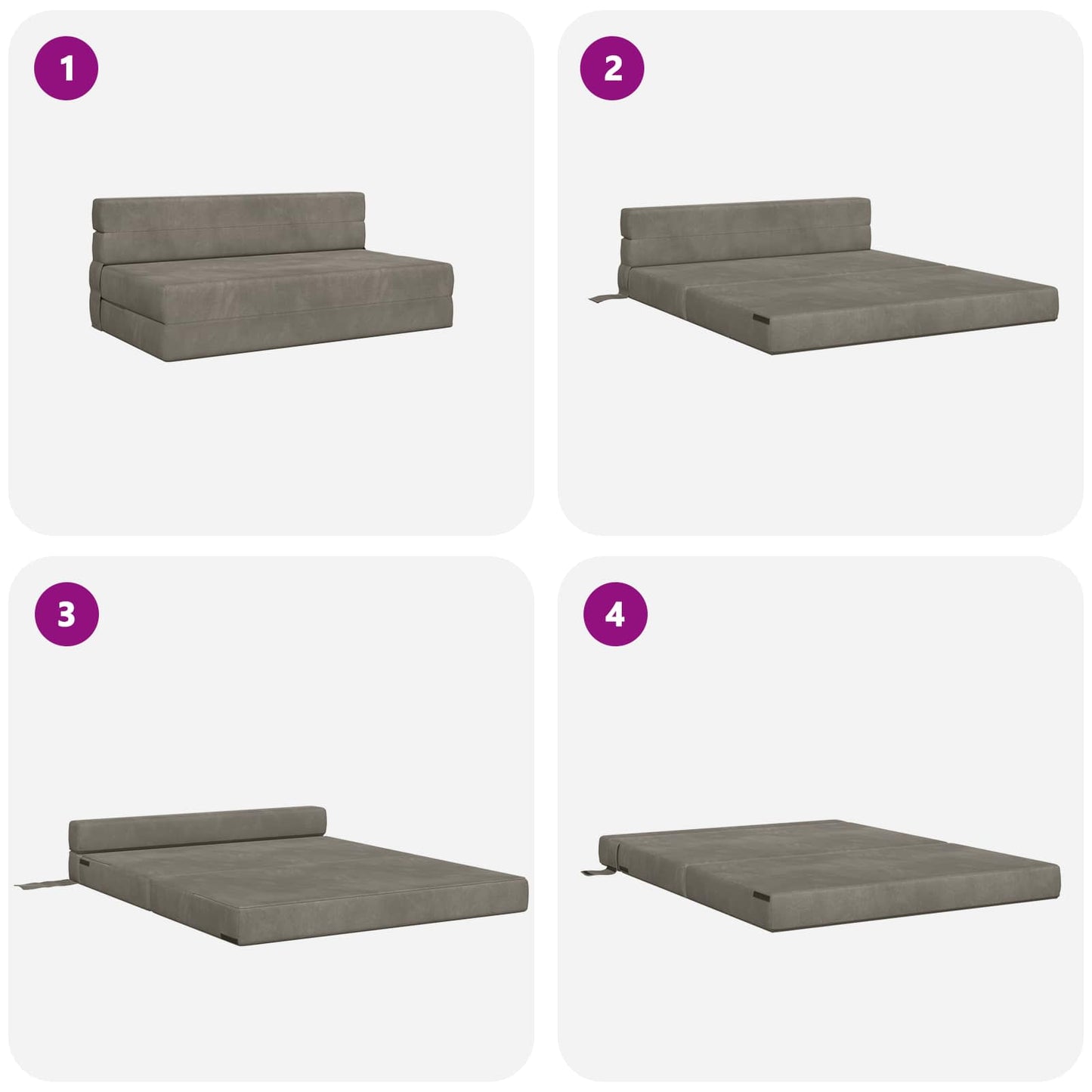Klappsofa Bett Hellgrau 203 x 152 x 15 cm Samt