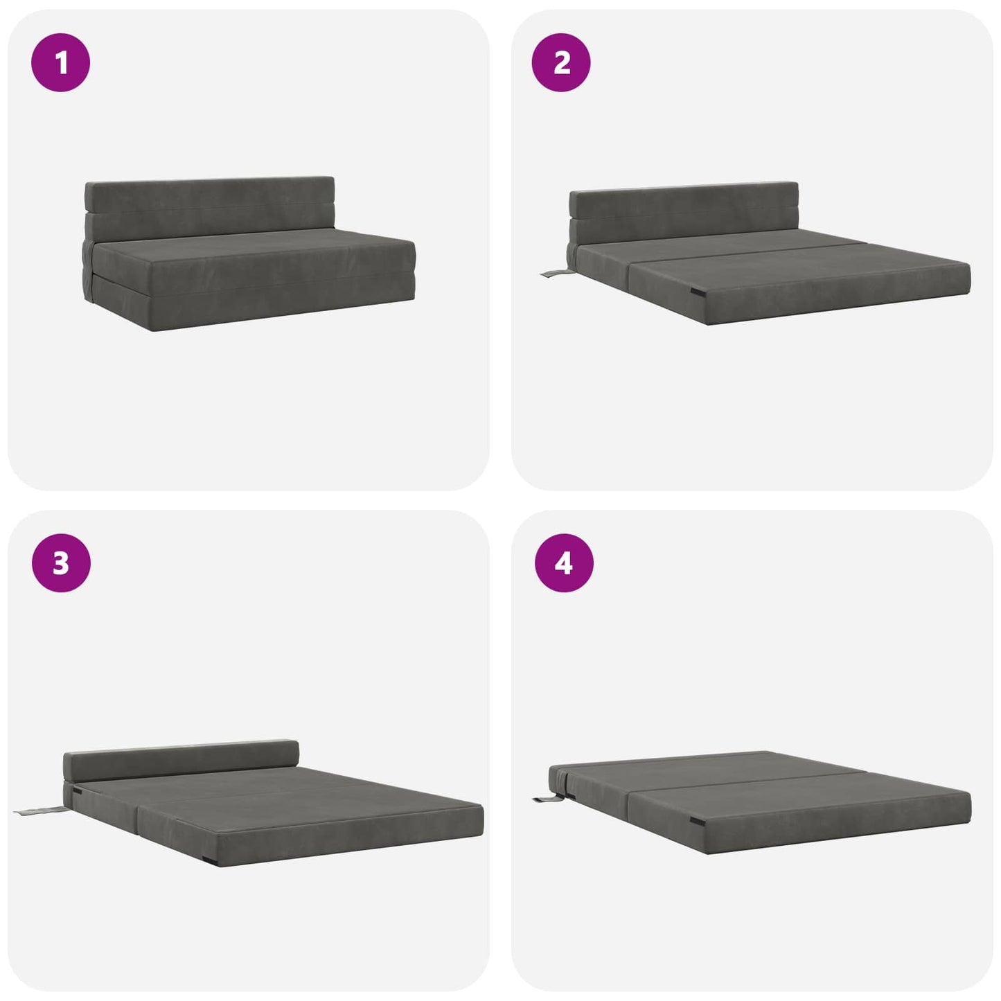 Klappsofa Bett Dunkelgrau 203 x 152 x 15 cm Samt