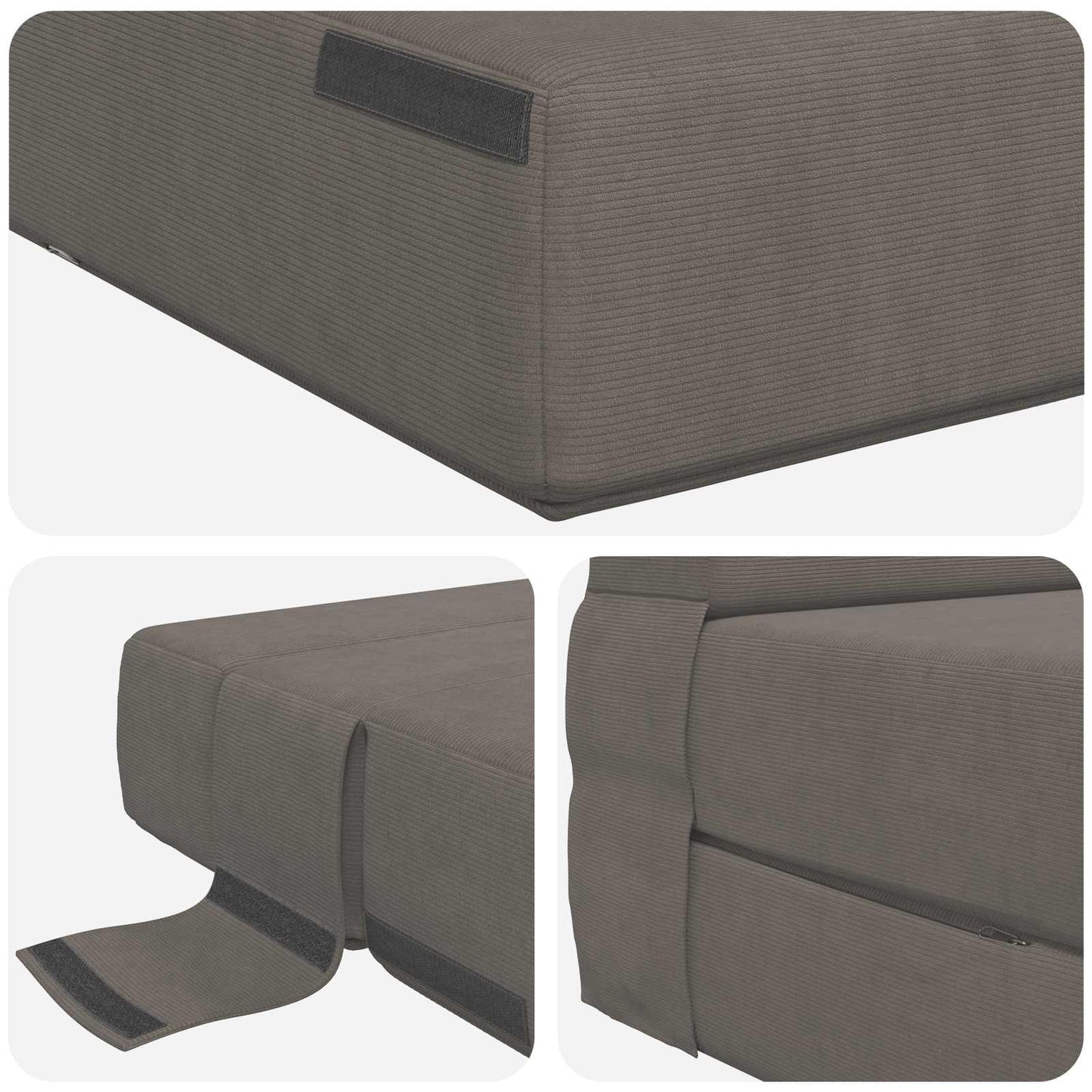 Klappsofa Bett Hellgrau 203 x 152 x 15 cm Cordstoff