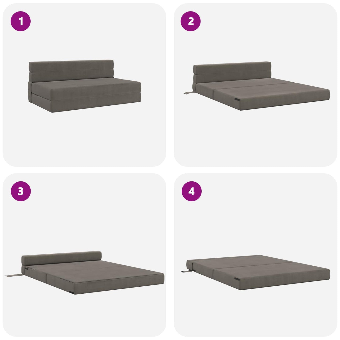 Klappsofa Bett Hellgrau 203 x 152 x 15 cm Cordstoff