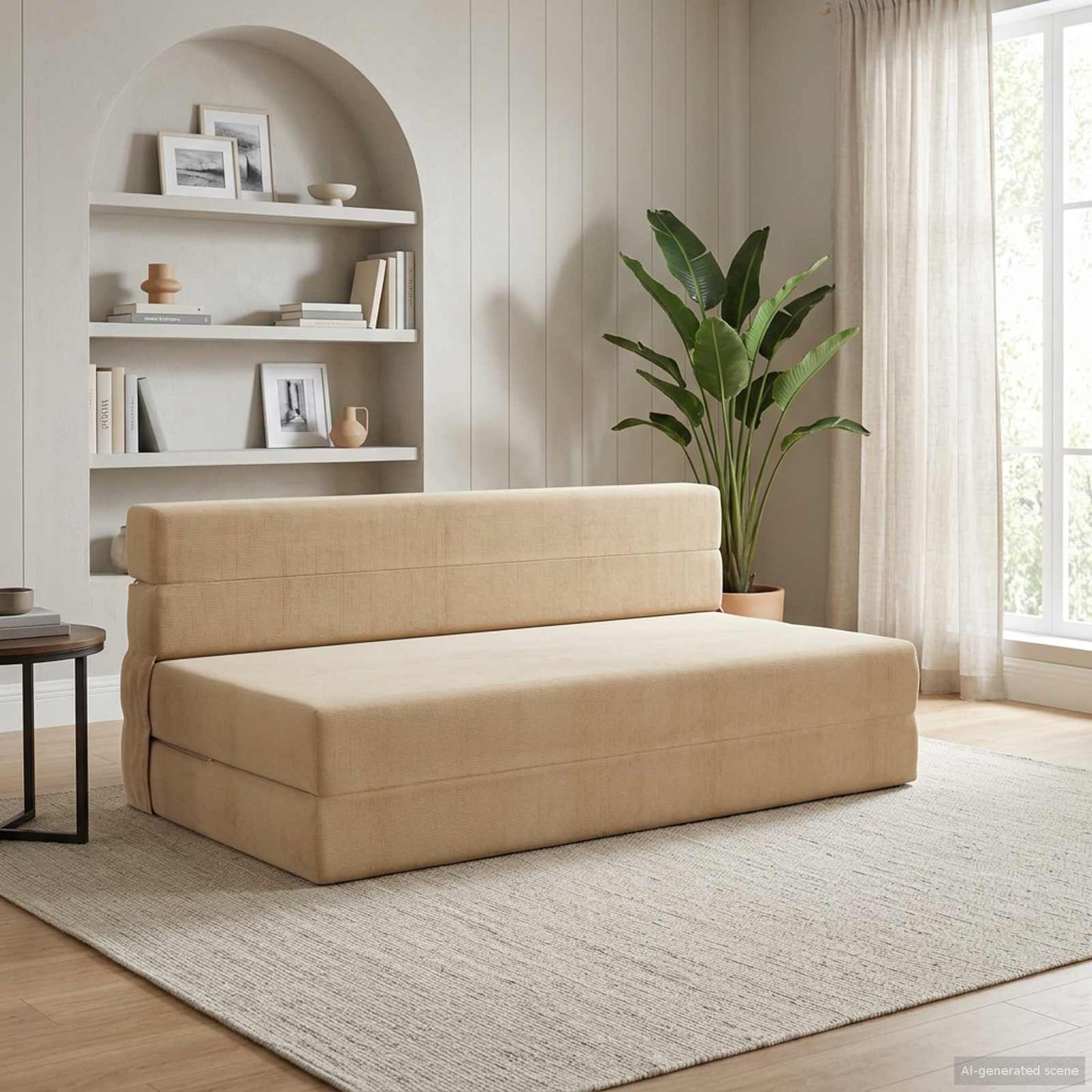 Klappsofa Bett Hellgrün-Grau 203 x 152 x 15 cm Cordstoff