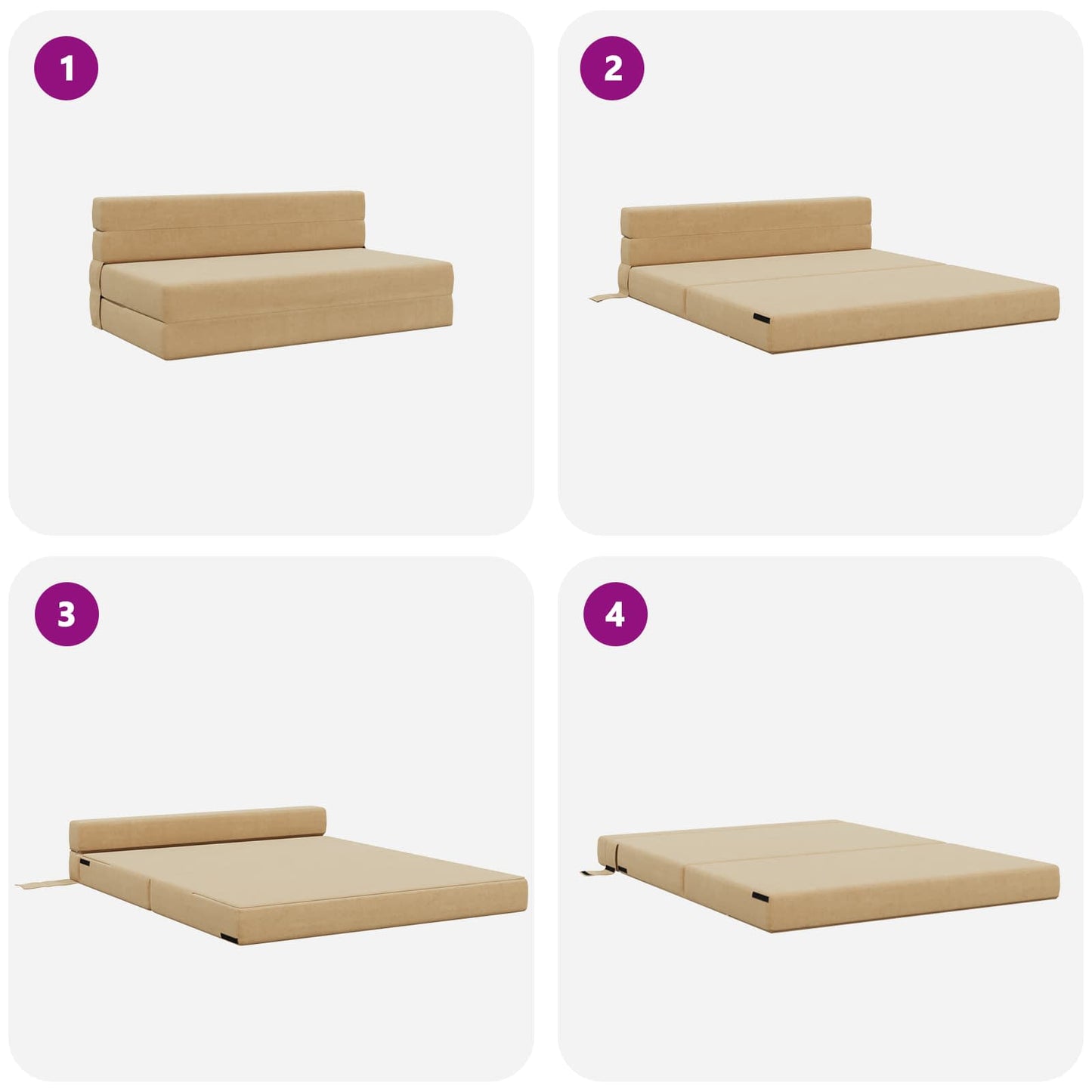 Klappsofa Bett Hellgrün-Grau 203 x 152 x 15 cm Cordstoff