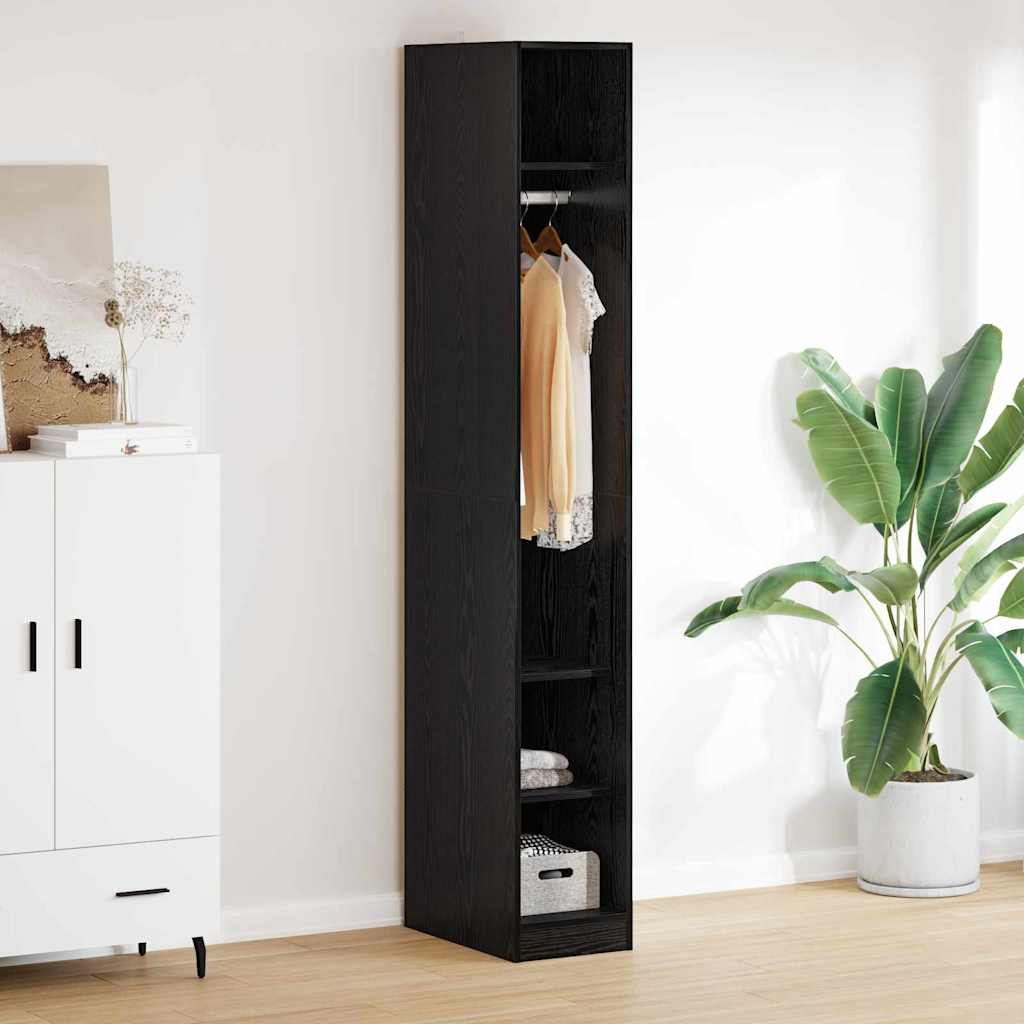 Kleiderschrank mit Regal Schwarz Eichen-Optik 50 x 30 x 200 cm