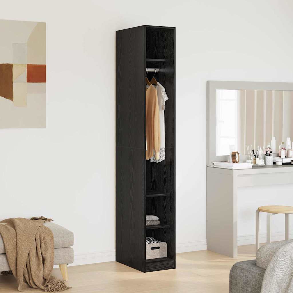Kleiderschrank mit Regal Schwarz Eichen-Optik 50 x 30 x 200 cm