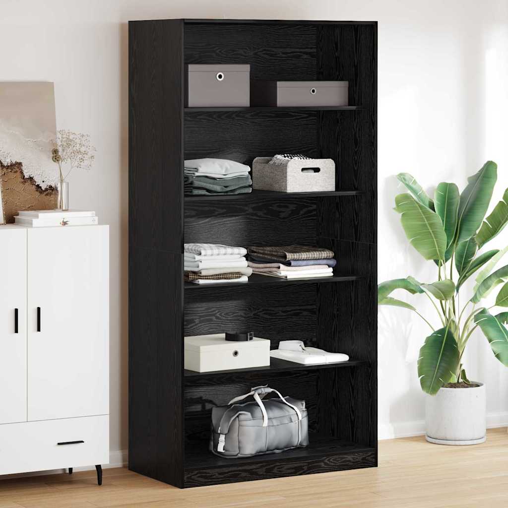 Kleiderschrank mit Regal Schwarz Eichen-Optik 100 x 50 x 200 cm