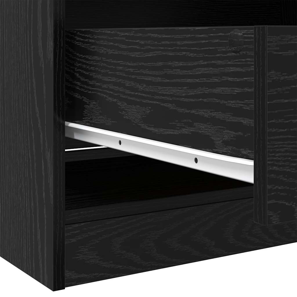 Kleiderschrank Schwarz Eichen-Optik 50 x 30 x 200 cm