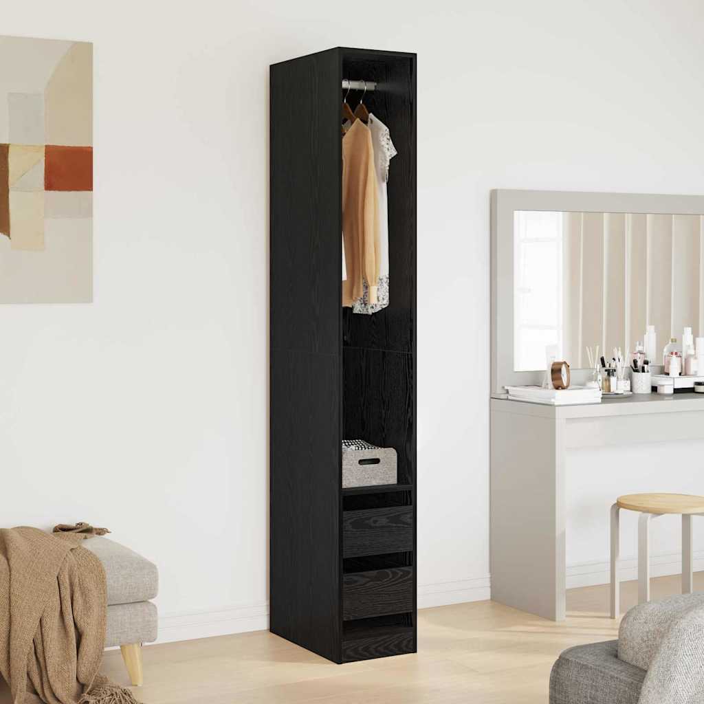 Kleiderschrank Schwarz Eichen-Optik 50 x 30 x 200 cm