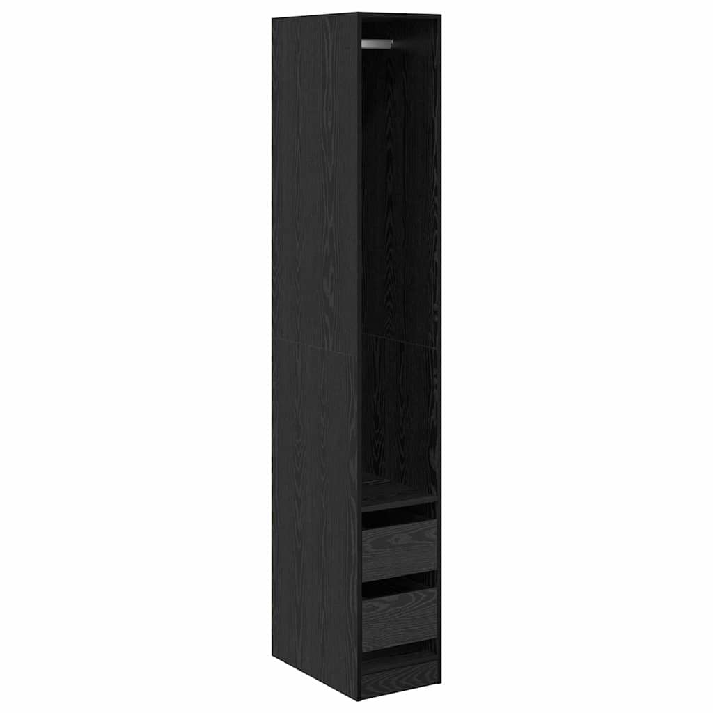 Kleiderschrank Schwarz Eichen-Optik 50 x 30 x 200 cm