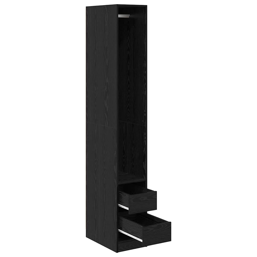 Kleiderschrank Schwarz Eichen-Optik 50 x 30 x 200 cm