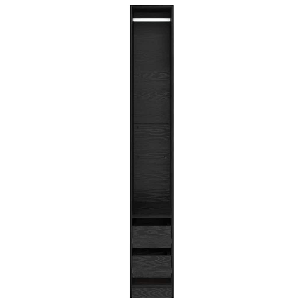 Kleiderschrank Schwarz Eichen-Optik 50 x 30 x 200 cm