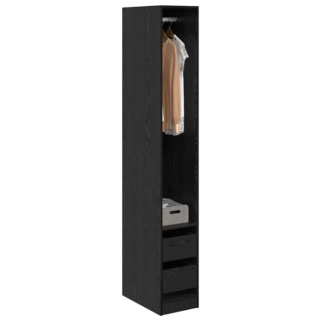 Kleiderschrank Schwarz Eichen-Optik 50 x 30 x 200 cm