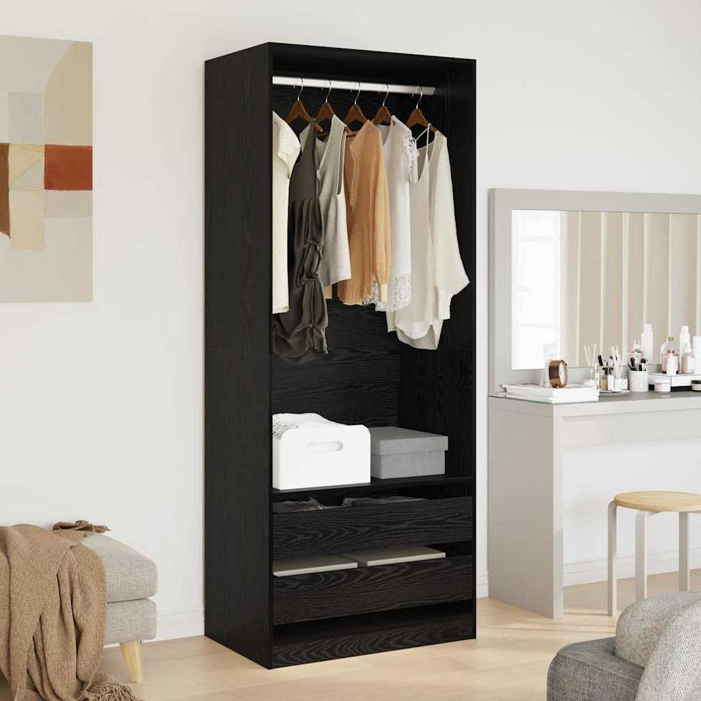 Kleiderschrank Schwarz Eichen-Optik 80 x 50 x 200 cm