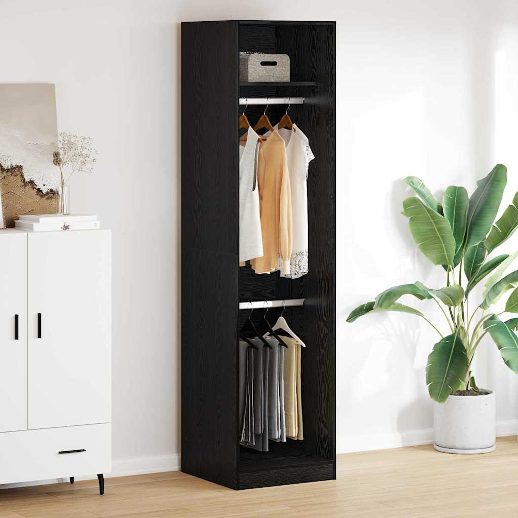 Kleiderschrank mit Regal Schwarz Eichen-Optik 50 x 50 x 200 cm