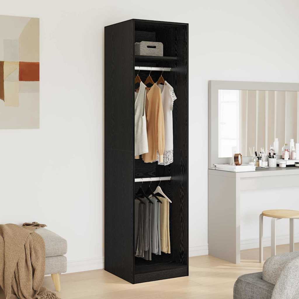 Kleiderschrank mit Regal Schwarz Eichen-Optik 50 x 50 x 200 cm
