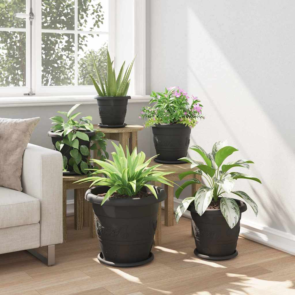 Runder Blumentopf 24 pcs Schwarz Ø 39 x 32 cm Kunststoff