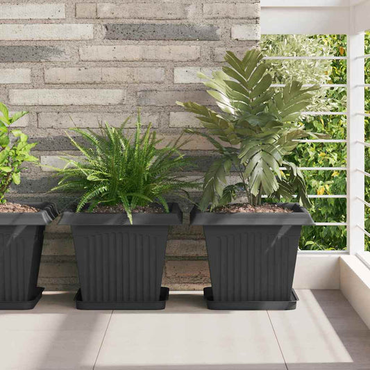 Quadratischer Blumentopf 24 pcs Schwarz 33 x 33 x 26 cm