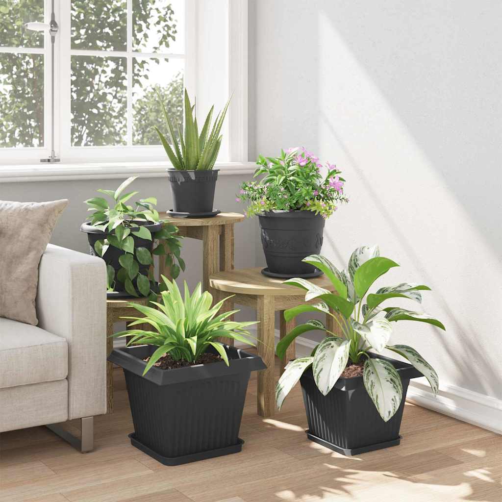 Quadratischer Blumentopf 24 pcs Schwarz 33 x 33 x 26 cm