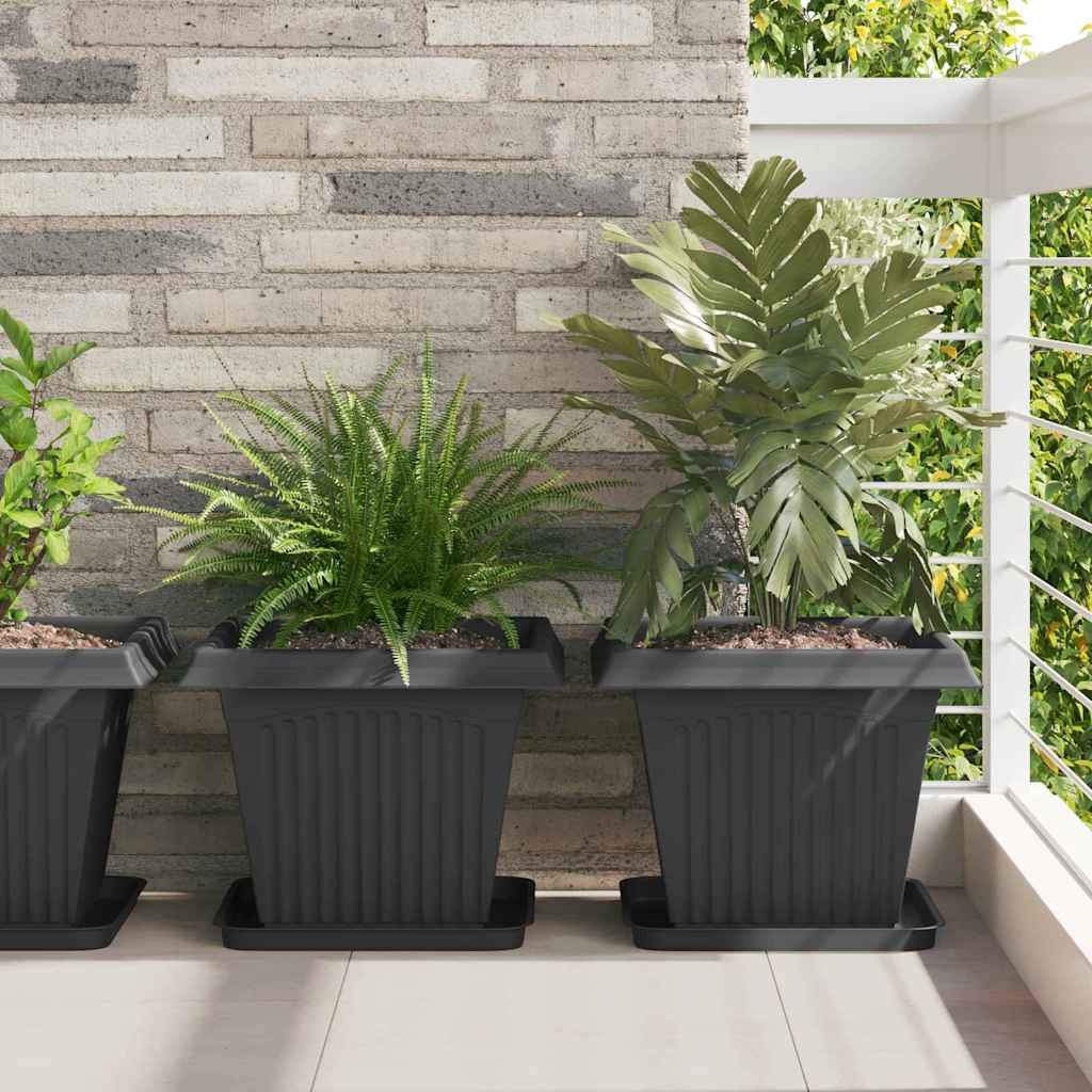 Quadratischer Blumentopf 24 pcs Schwarz 38 x 38 x 30 cm