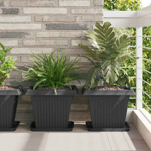Quadratischer Blumentopf 24 pcs Schwarz 38 x 38 x 30 cm