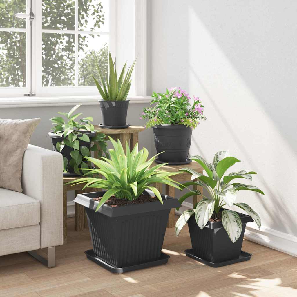 Quadratischer Blumentopf 24 pcs Schwarz 38 x 38 x 30 cm