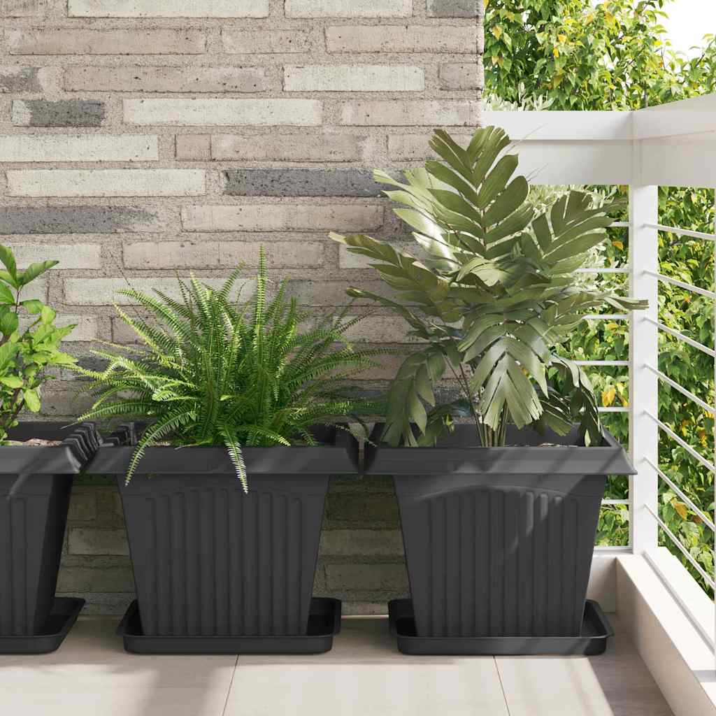 Quadratischer Blumentopf 24 pcs Schwarz 43 x 43 x 33,5 cm