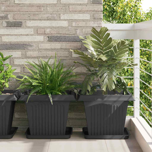 Quadratischer Blumentopf 24 pcs Schwarz 43 x 43 x 33,5 cm
