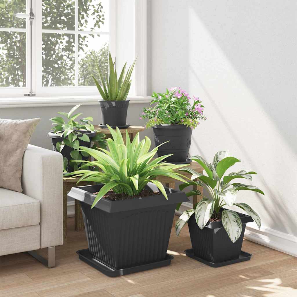 Quadratischer Blumentopf 24 pcs Schwarz 43 x 43 x 33,5 cm