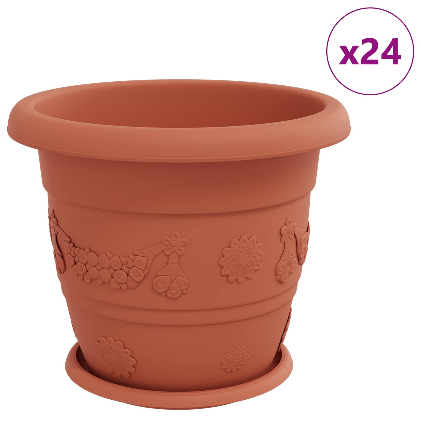 Blumentöpfe 24 pcs Ziegelrot Ø 34 x 28 cm Kunststoff