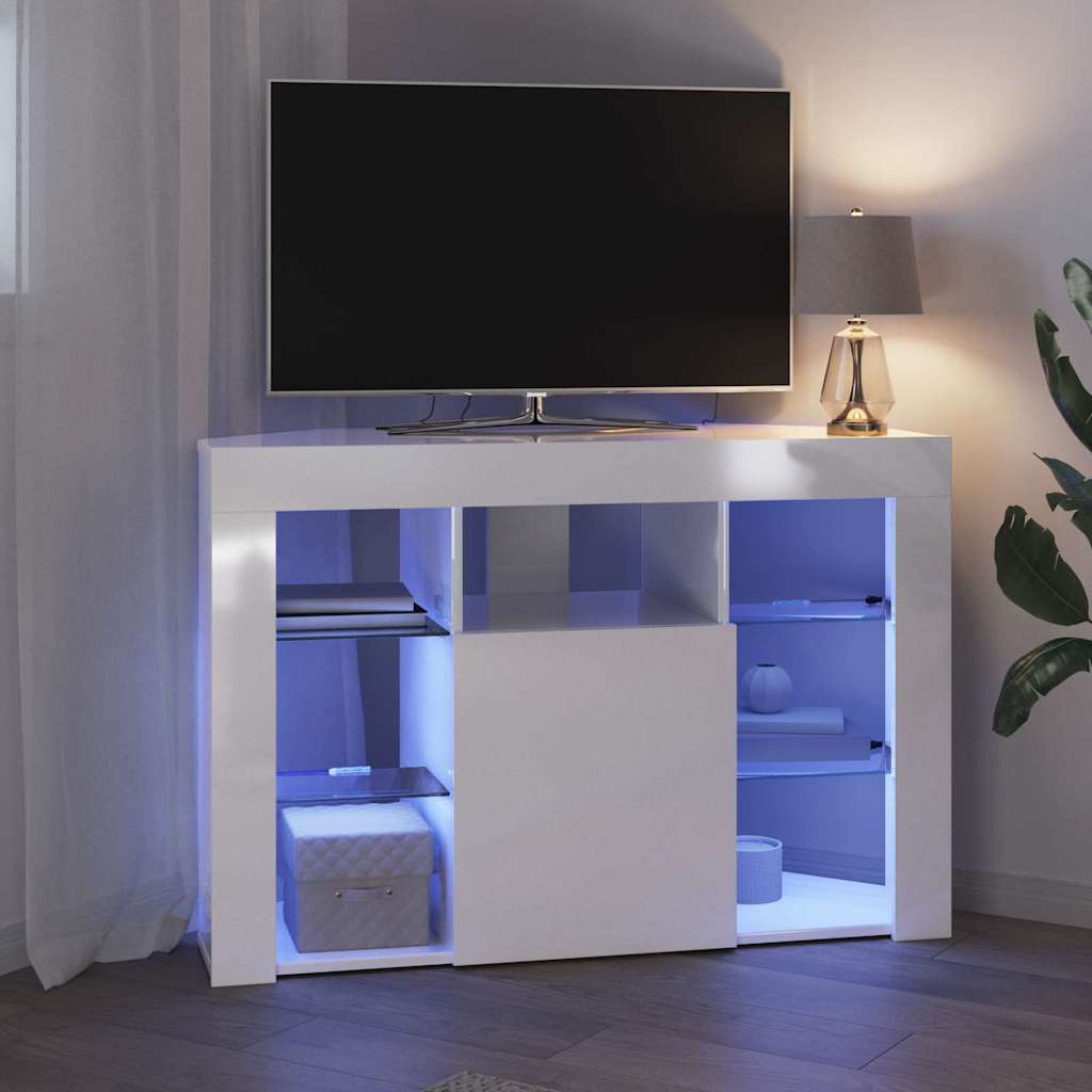 Eck-LED-TV-Schrank Hochglanz Weiß 100x40x68cm Holzwerkstoff