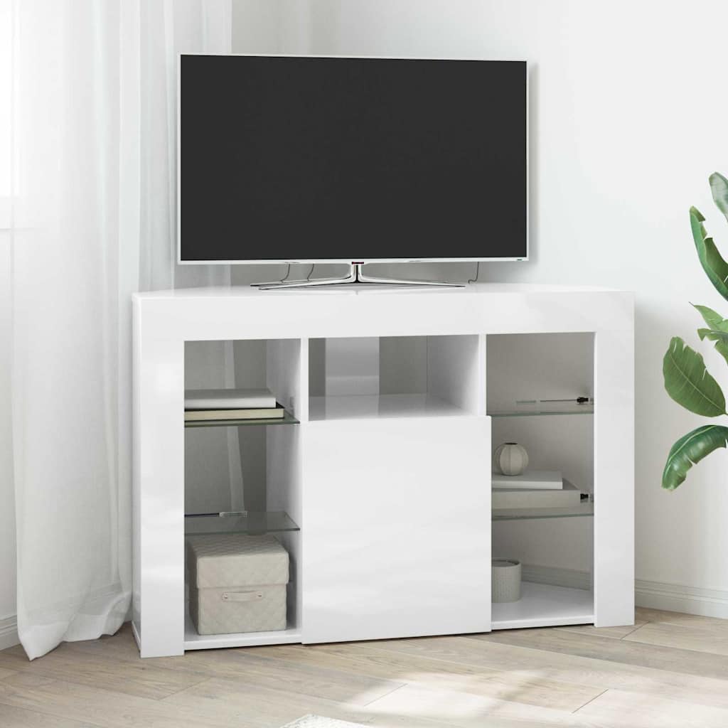Eck-LED-TV-Schrank Hochglanz Weiß 100x40x68cm Holzwerkstoff