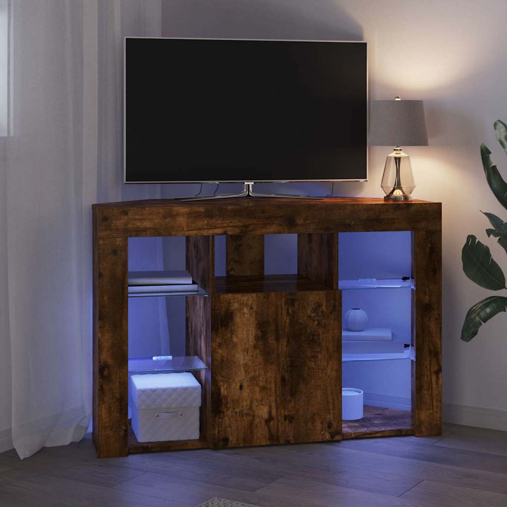 Eck-LED-TV-Schrank Geräucherte Eiche 100x40x68cm Holzwerkstoff