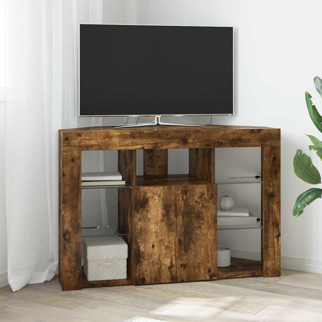 Eck-LED-TV-Schrank Geräucherte Eiche 100x40x68cm Holzwerkstoff