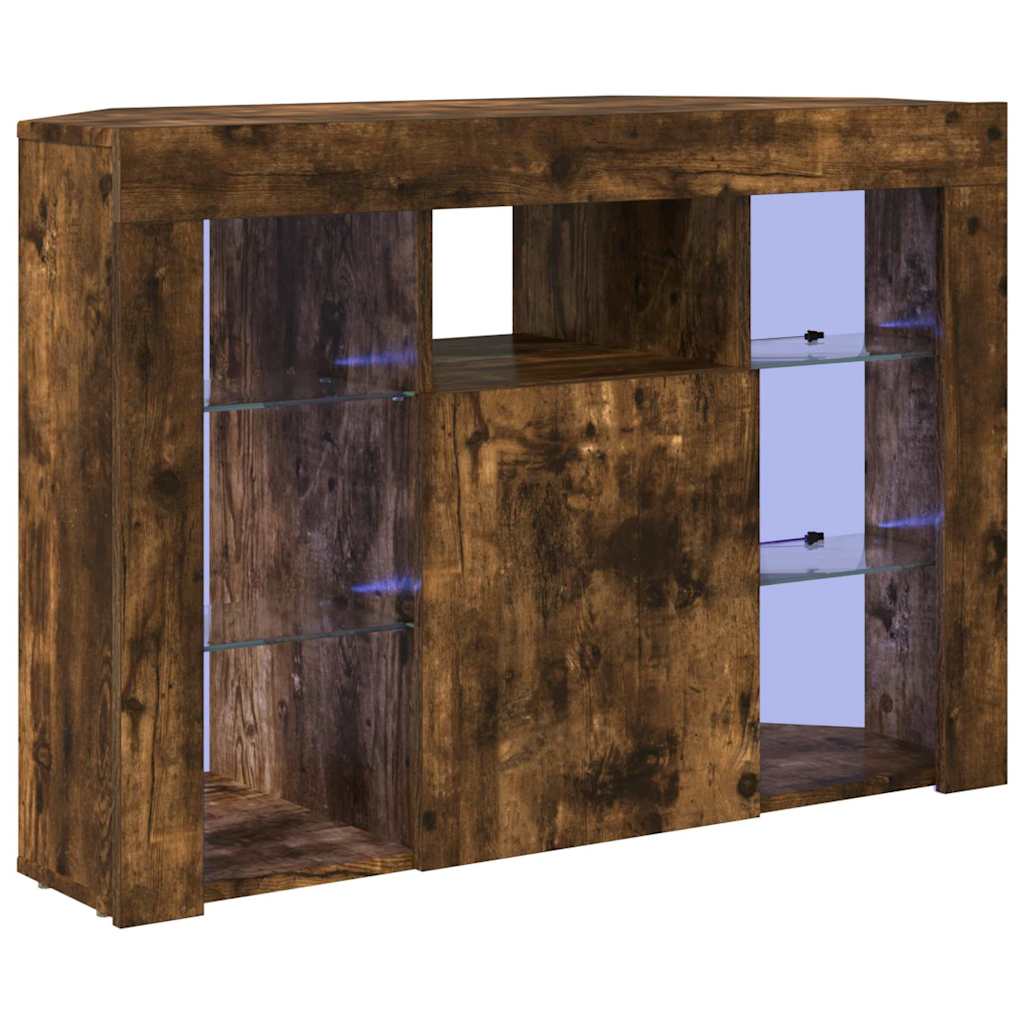 Eck-LED-TV-Schrank Geräucherte Eiche 100x40x68cm Holzwerkstoff