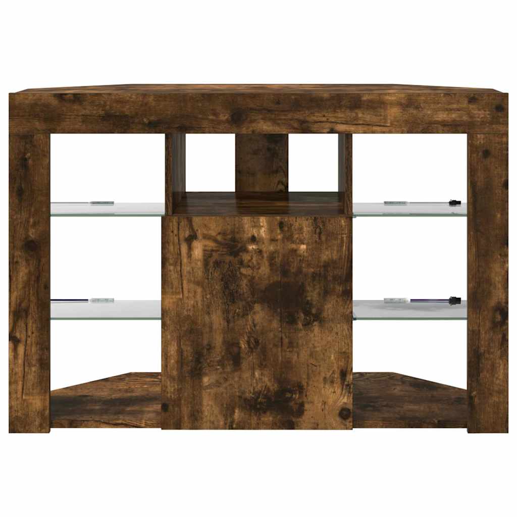 Eck-LED-TV-Schrank Geräucherte Eiche 100x40x68cm Holzwerkstoff