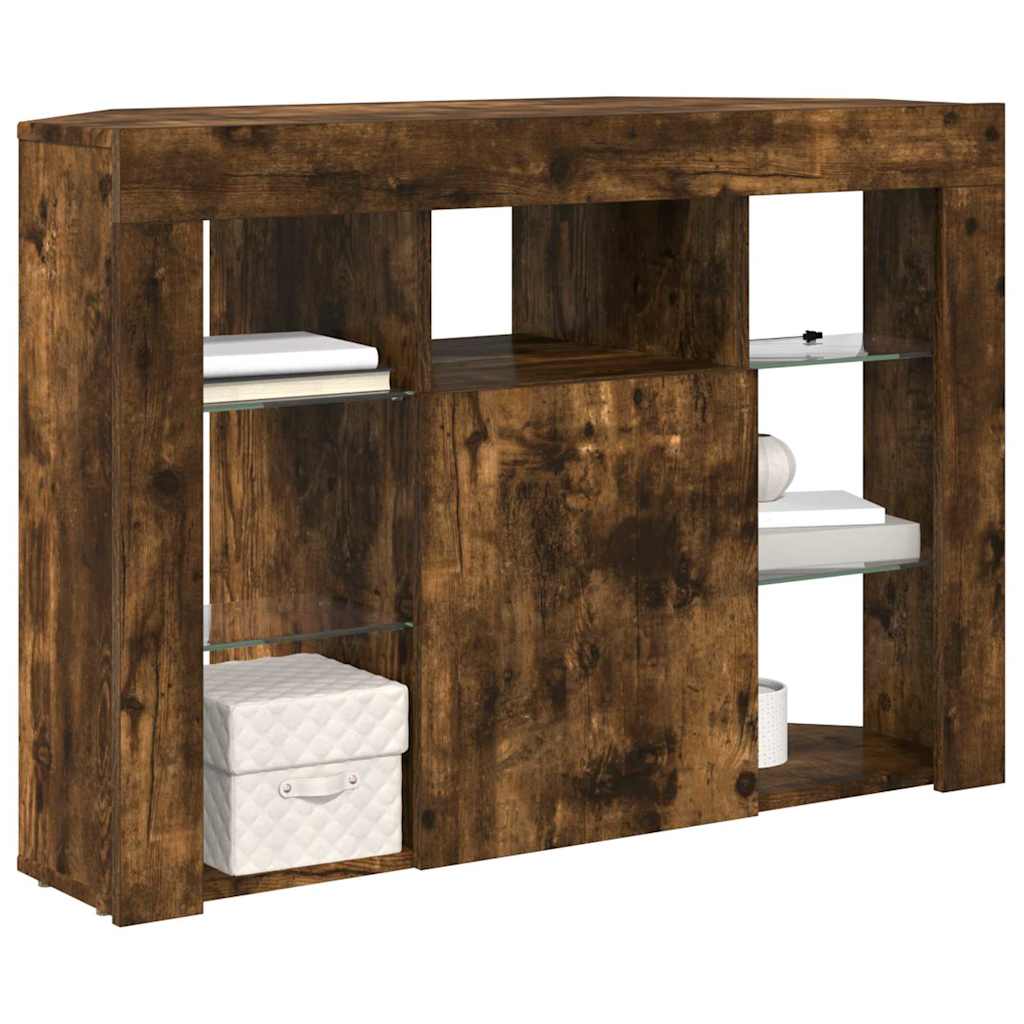 Eck-LED-TV-Schrank Geräucherte Eiche 100x40x68cm Holzwerkstoff