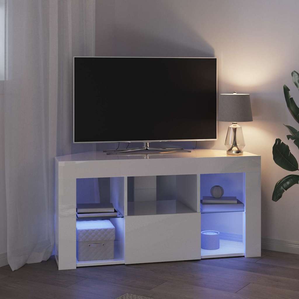 Eck-LED-TV-Schrank Wandmontiert Hochglanz Weiß 100 x 40 x 50 cm
