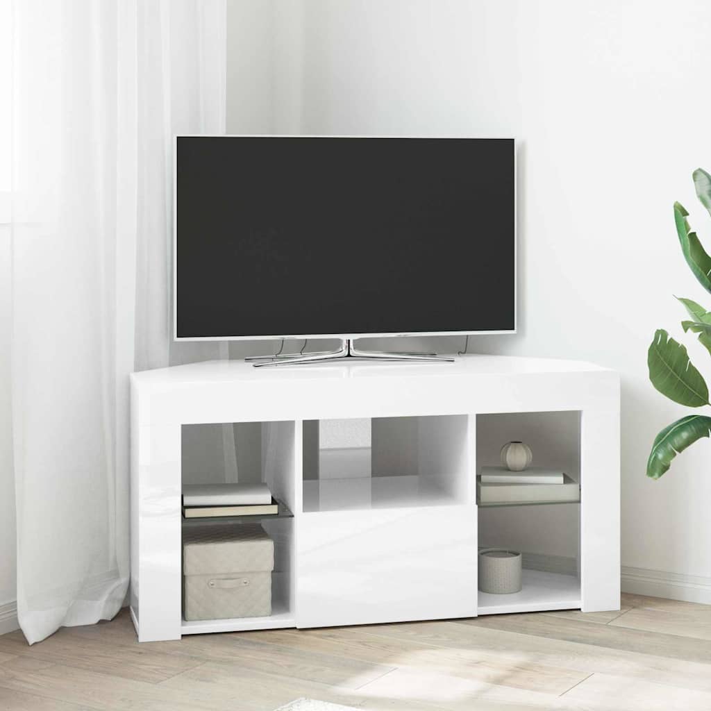 Eck-LED-TV-Schrank Wandmontiert Hochglanz Weiß 100 x 40 x 50 cm